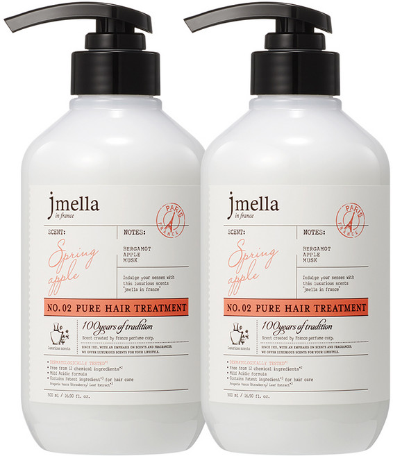 제이멜라 인 프랑스 퓨어 스프링 애플 헤어 트리트먼트, 2개, 500ml