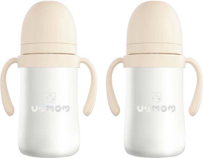 유비맘 시그니처 스테인리스 유아 빨대컵, 220ml, 2개, 요거트