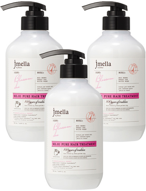 제이멜라 인 프랑스 퓨어 블러썸 츄 헤어 트리트먼트, 3개, 500ml