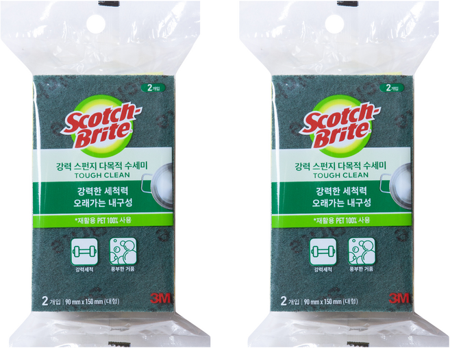 스카치브라이트 다목적 스폰지 수세미 대형, 2개입, 2개