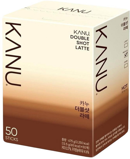 KANU 漸層奶香雙拿鐵咖啡, 13.5g, 50條, 1盒