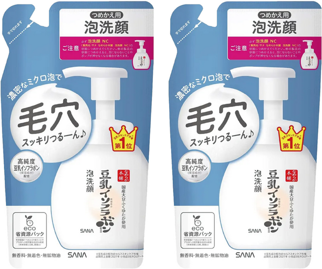 SANA 莎娜 豆乳美肌泡沫洗顏慕斯補充包 清爽型, 180ml, 2包
