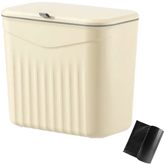 존글로벌 8리터 주방용 중형 쓰레기통 + 비닐봉투 20매, 베이지