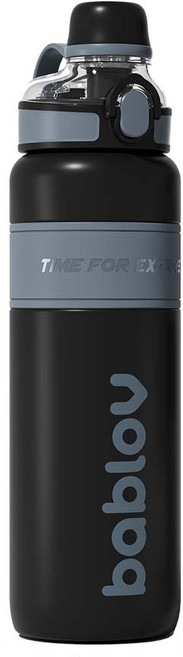바블로브 보온보냉 원터치 스텐텀블러, 나이트블랙, 650ml, 1개