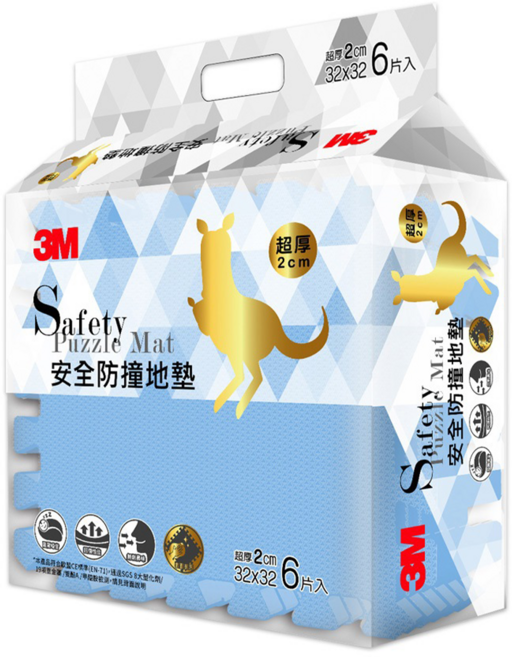 3M 安全防撞地墊 6片, 礦石藍, 1包