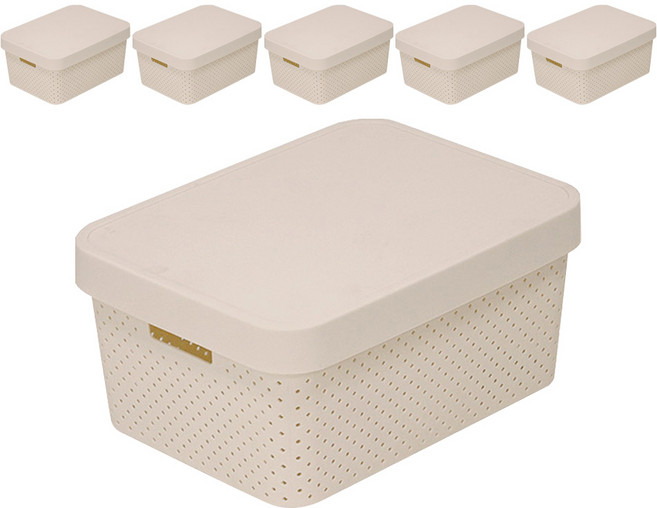 커버 바스켓, 브라운, 중(23.5 x 33 x 16.8 cm), 6개