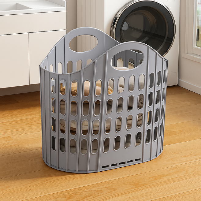 GUNU 대용량 접이식 빨래 바구니, 그레이