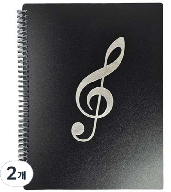 티처스 메모가능 오픈클립형 360도 스프링 악보화일 230 x 310 mm 20p, 블랙, 2개