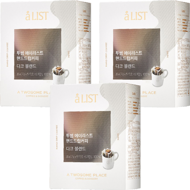 aLIST 투썸플레이스 핸드드립 커피 다크블렌드, 7g, 5개입, 3개