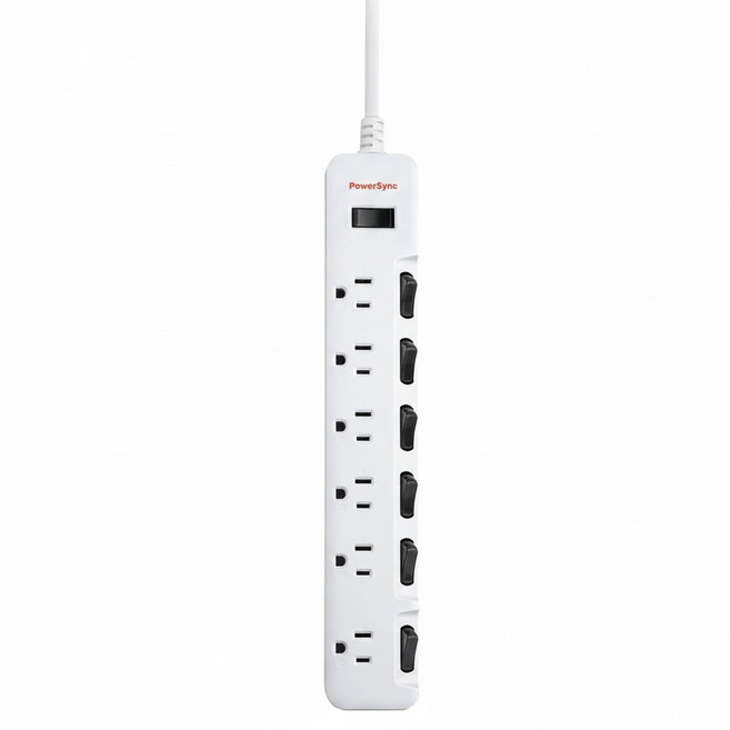 PowerSync 群加 7開6插防雷擊抗搖擺加大間距延長線 TS76B927 29.2 x 5.1 x 2.88cm 586g, 2.7m, 白色, 1條