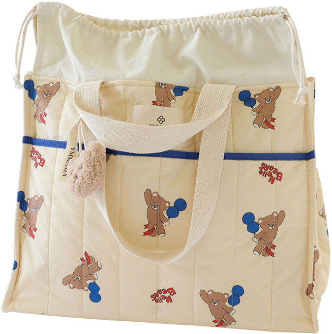 Ymmama Big Yum Bag Kitsch尿布媽媽包, 氣球小熊 米白色