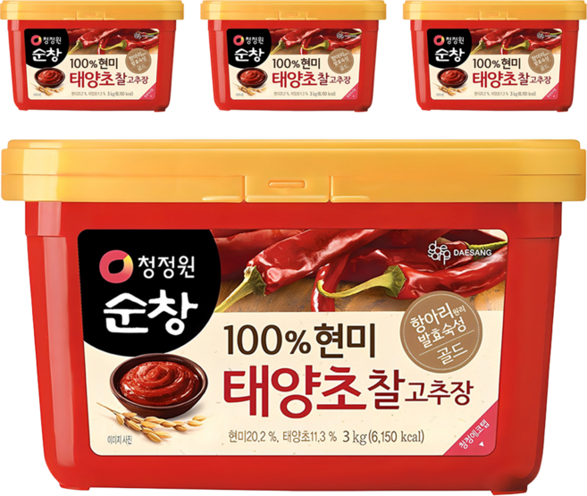 청정원순창 현미 태양초 찰고추장, 3kg, 4개