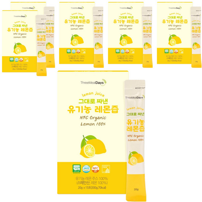 트리밀데이즈 그대로 짜낸 유기농 레몬즙 15p, 300g, 6개
