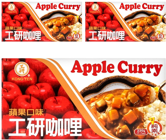 KONG YEN 工研 蘋果咖哩220g, 220g, 3入