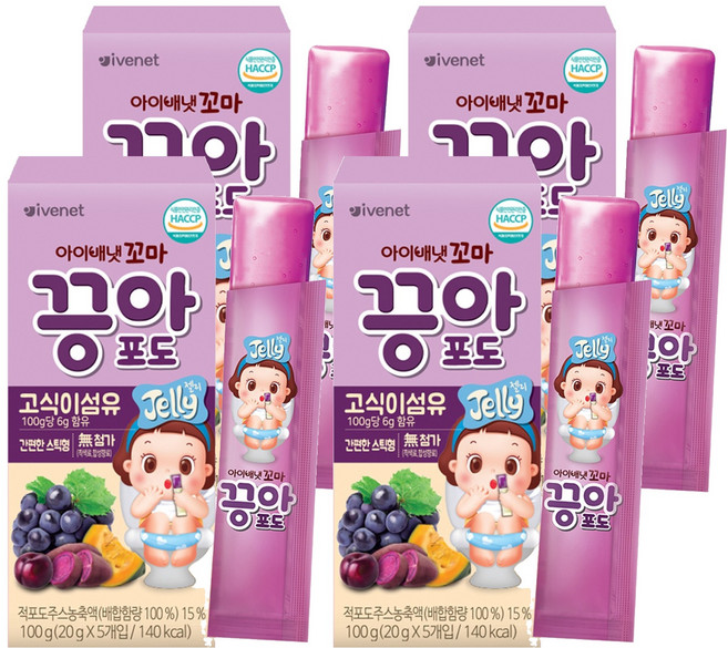 아이배냇 꼬마 끙아젤리 포도, 4개, 포도맛, 100g