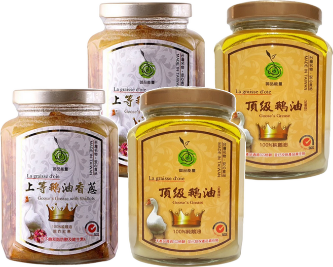 Well Life 悅生活 御品能量 黃金3A原味雙享4件組 頂級鵝油 375ml 2罐 + 上等鵝油香蔥 350g 2罐, 1組