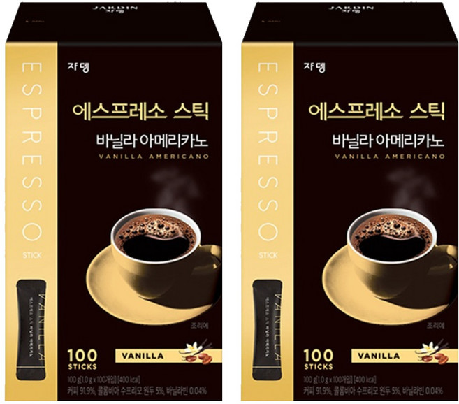 쟈뎅 에스프레소 스틱 바닐라 아메리카노 원두커피믹스, 1g, 100개입, 2개