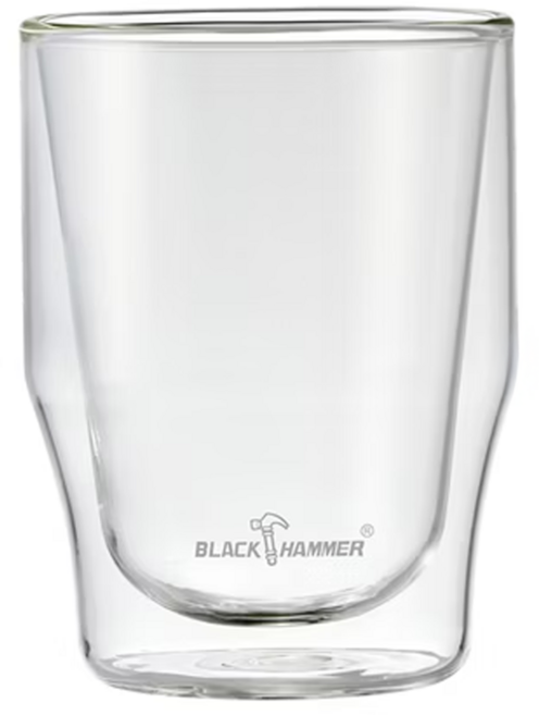 BLACK HAMMER 曲線雙層耐熱玻璃杯 320ml, 1個, 透明色