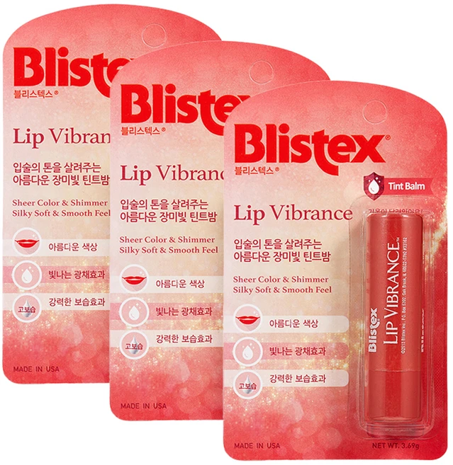 블리스텍스 바이브런스 립밤, 로즈레드, 3.69g, 3개 - 쿠팡