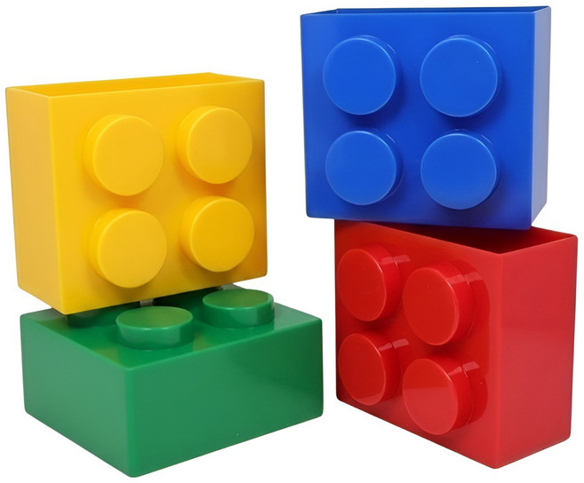 코코리유 블록 자석 수납 마그넷 4종 세트, 빨강 + 파랑 + 노랑 + 녹색