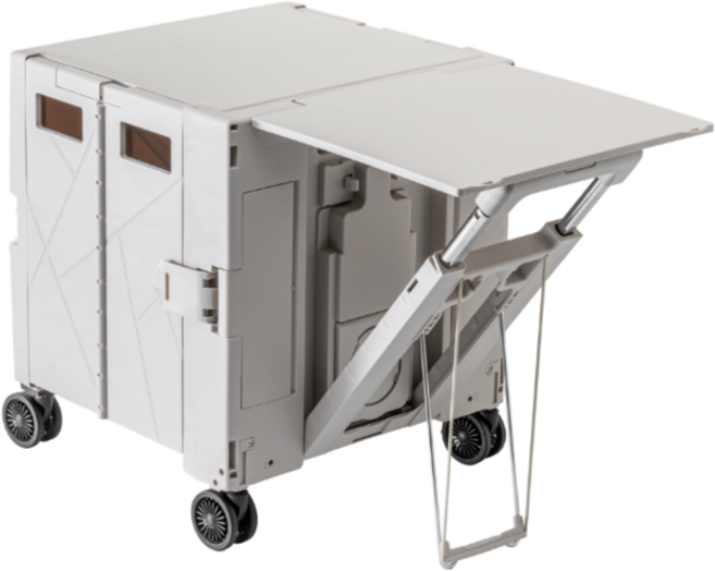 벤딕트 접이식 멀티 테이블 폴딩 4바퀴 윙 카트, 아이보리 + 그레이, 1개