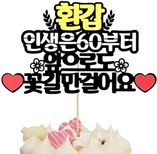 환갑 케이크토퍼, 혼합색상, 1개