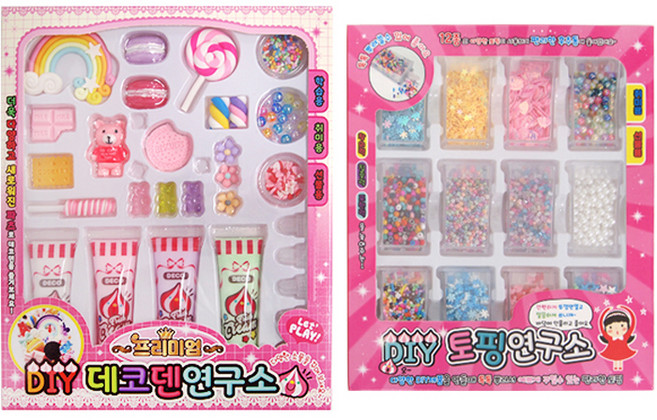 데코덴 프리미엄 DIY 키트 + 네모 케이스 슬라임 토핑파츠 12종 세트, 랜덤발송(생크림, 패키지, 토핑파츠), 1세트