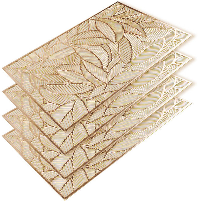 생활공식 나뭇잎 테이블매트, 골드, 29.8 x 44.8 cm, 4개