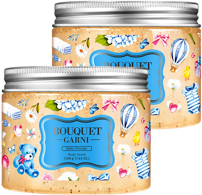 부케가르니 슈가 바디스크럽 베이비파우더, 500g, 2개