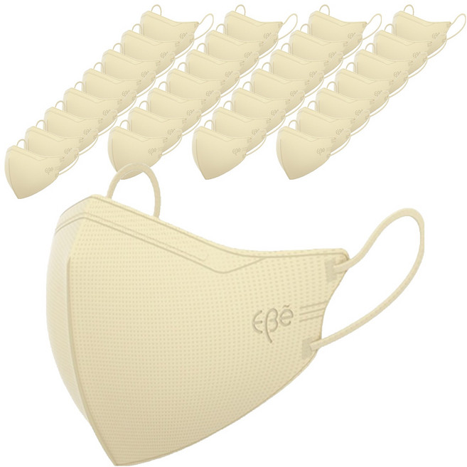 이비에 더세로 새부리형 컬러 마스크 중형 KF94 + 파우치, 베이지, 5개, 30개입