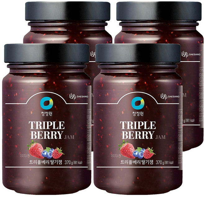 청정원 트리플베리 딸기잼, 370g, 4개