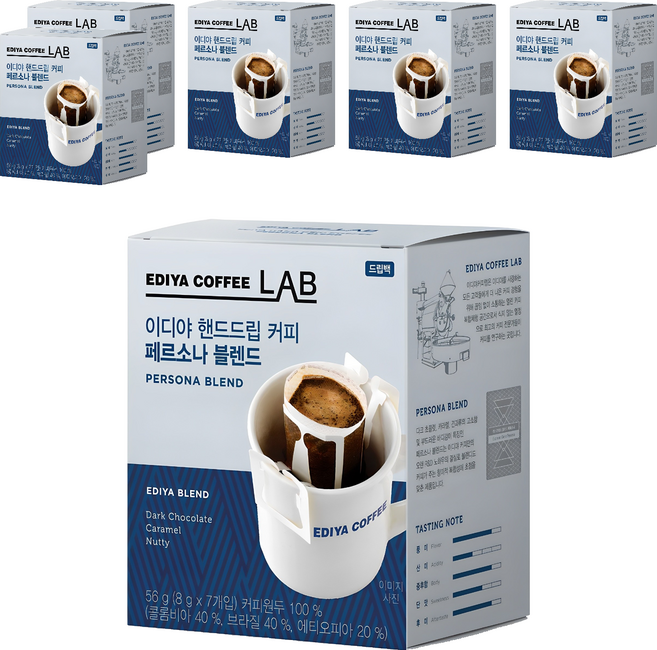 이디야 핸드드립 페르소나 블렌드 드립커피, 8g, 7개입, 6개