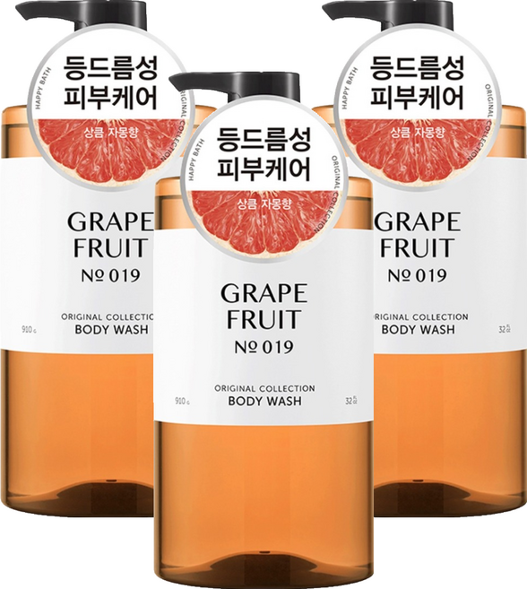 해피바스 오리지널 컬렉션 바디워시 자몽향, 910g, 3개