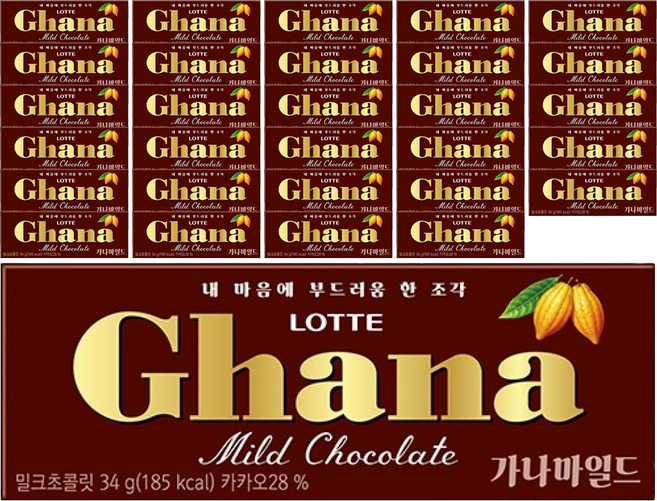 가나 마일드 밀크초콜릿, 34g, 100개