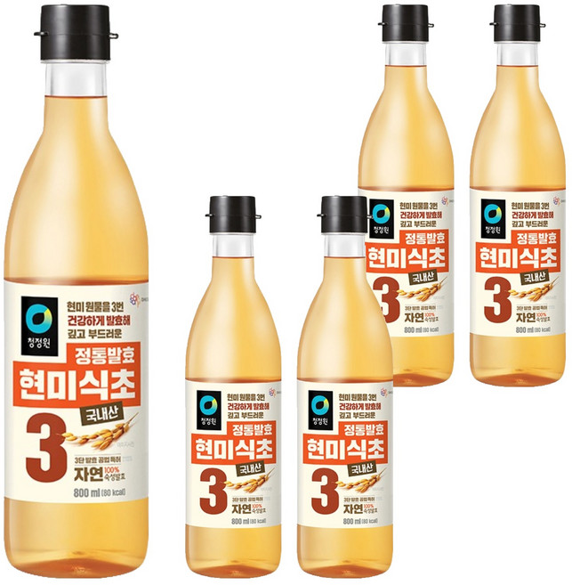 청정원 정통발효 현미 식초, 800ml, 5개