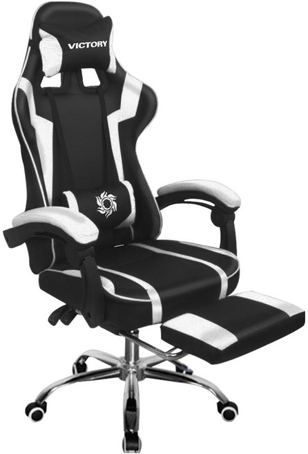 C-FLY 時尚家居 賽車電競皮椅 升級擱腳抬, 黑白色, 1個