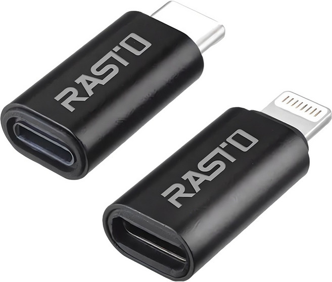 RASTO RX31 For Lightning-TypeC 雙向互轉鋁製轉接頭2入組, 黑色, 1組