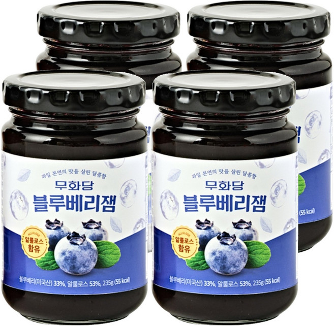 무화당 알룰로스 블루베리잼, 4개, 235g