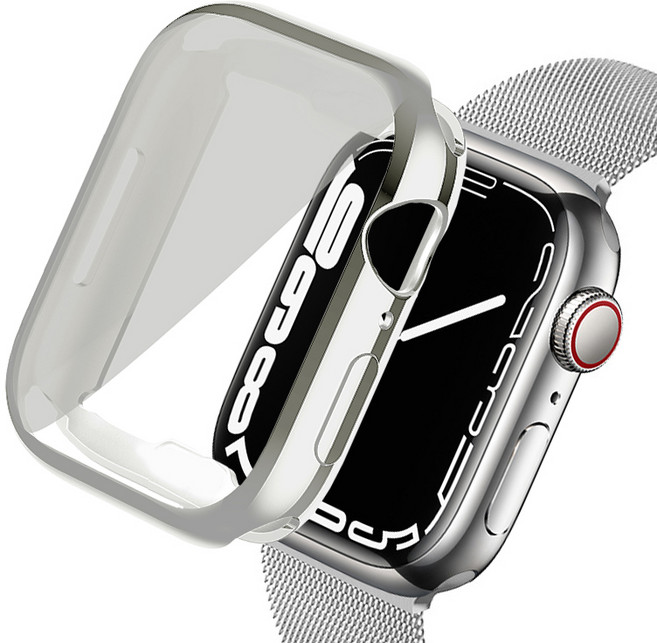 루아러블 애플워치 TPU 액정보호 풀커버 케이스, 실버, 1개