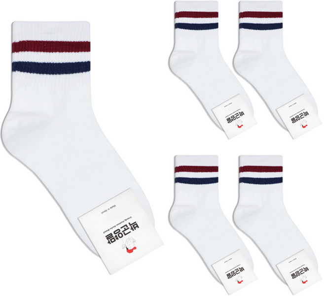 박군 여성용 2줄 카바 양말 5족 세트