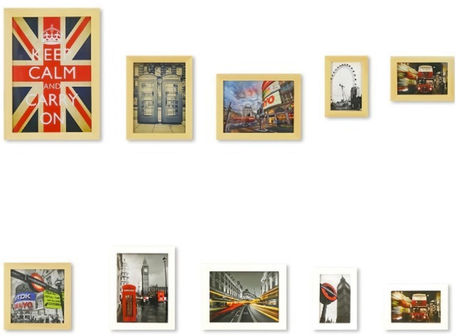 iINDOORS 英倫家居 北歐簡約實木相框10件組, 原木 + 白色, 1組