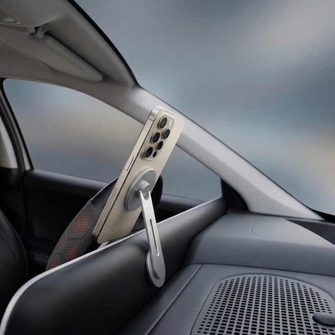 오토크루 차량용 메탈 마그네틱 히든핏 디스플레이 휴대폰 거치대 AC-55, 실버, 1개