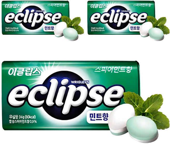 이클립스 캔디 스피어민트향, 34g, 3개