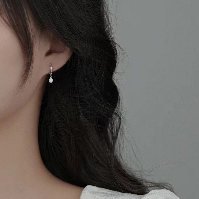 디아더컬러 큐빅 워터 드랍 원터치 링 귀걸이 DW 27