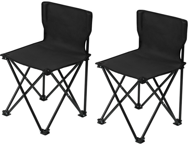코멧 아웃도어 휴대용 캠핑 낚시 의자 대형, 블랙, 2개