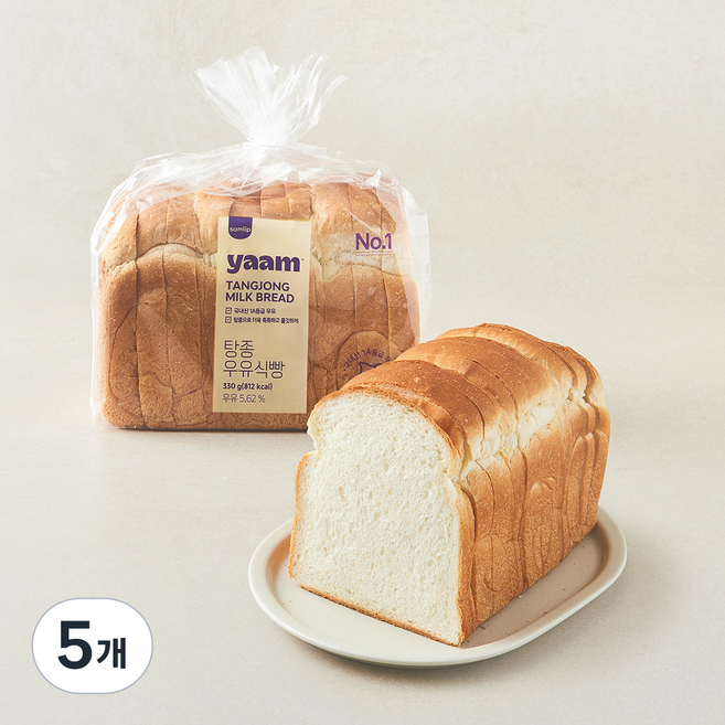 얌 탕종 우유식빵, 330g, 5개