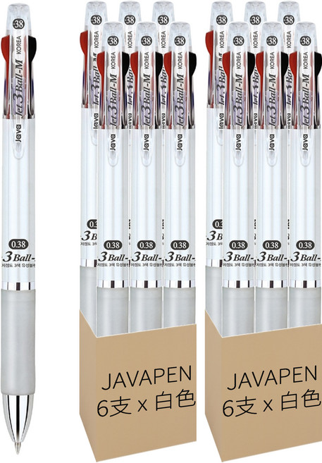 Uni-ball Jet 3 Ball-M 油性三色筆套裝 0.38mm 白色 6入, 12支