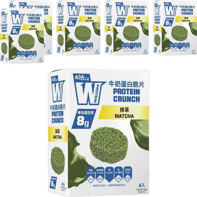 義美生醫 W PROTEIN 牛奶蛋白脆片 抹茶 4包, 80g, 6盒