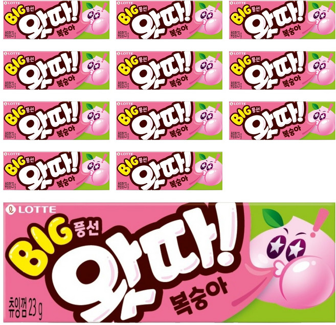 롯데웰푸드 왓따 복숭아 풍선껌, 23g, 12개