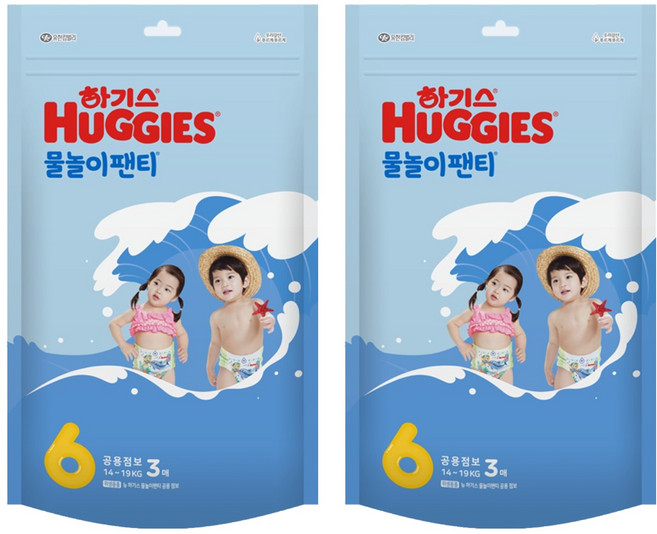 하기스 물놀이 팬티형 수영장 기저귀 남여공용 14~19kg, 6매, 6단계